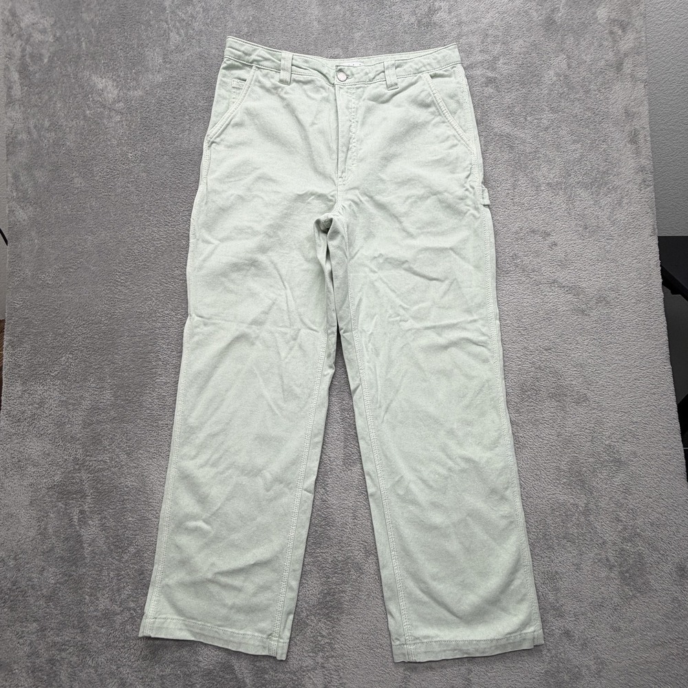 Tna Pants Womens 14 Green Carpenter Twill Relaxed‎ Fit Pockets Belted Cotton